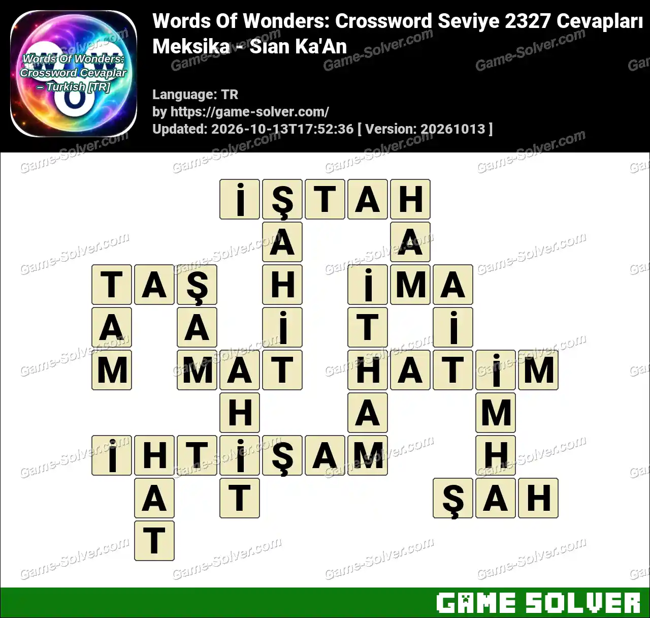 Words Of Wonders: Crossword Seviye 2327 Cevapları – Meksika – Sıan Ka’An